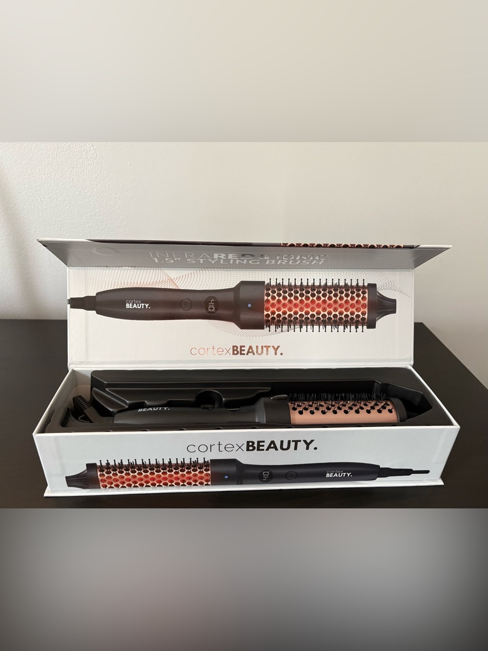 1.5" Heated Styling Brush in Rose Gold/Black